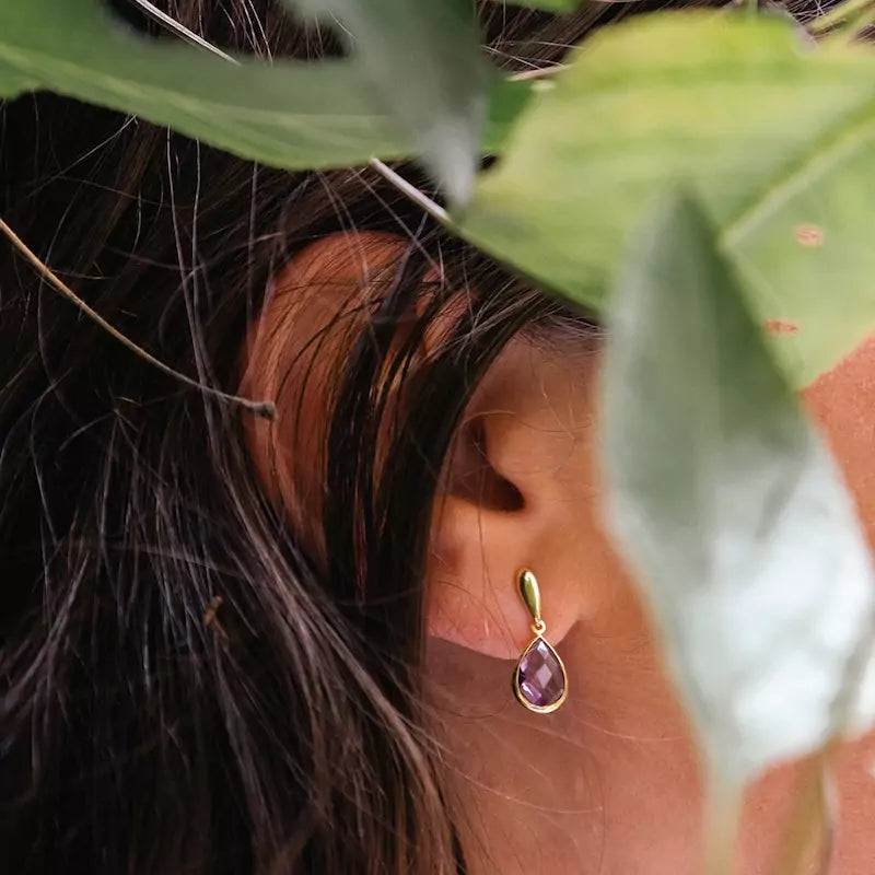 Pendientes Oro 18 Quilates Lacrima Amatista Briolette