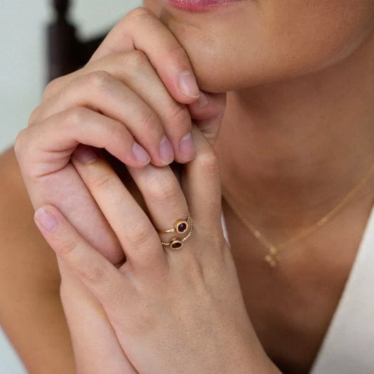 Anillo Oro 18 Quilates Liso Circum Granate