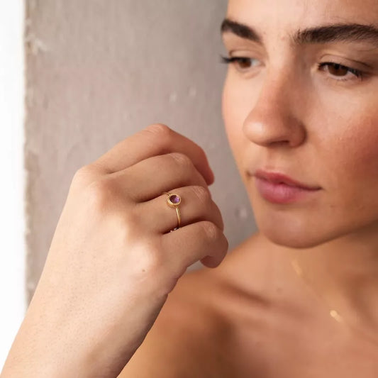 Anillo Oro 18 Quilates Liso Circum Amatista