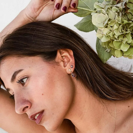 Pendientes Oro 18 Quilates Lacrima Amatista Briolette