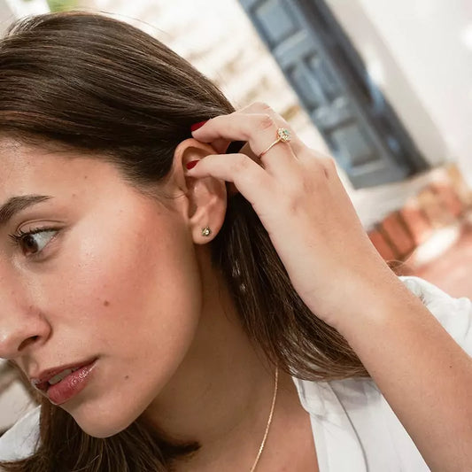 Pendientes Oro 18 Quilates Rosette Esmeralda