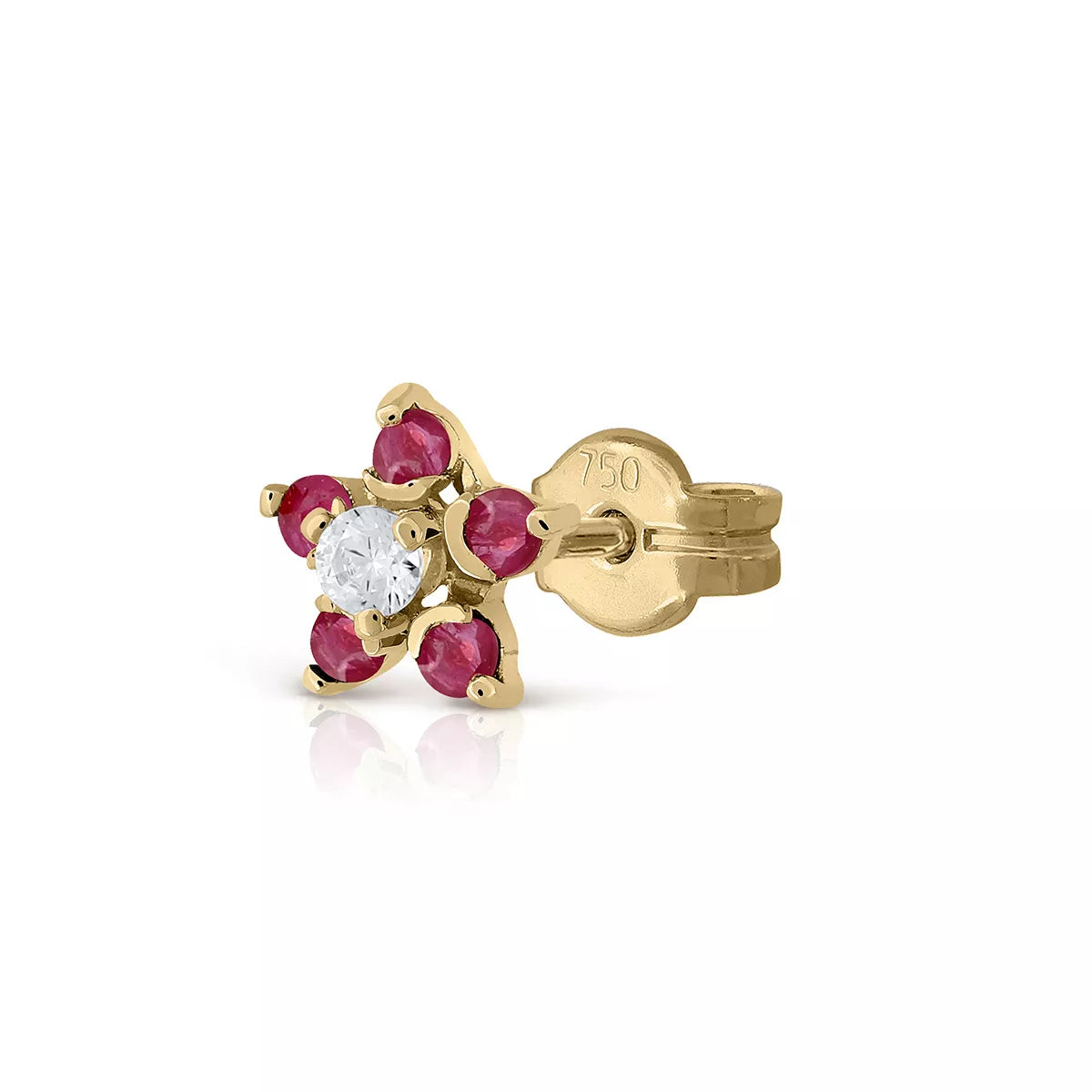 Pendiente Suelto Oro 18K Rosette Rubi