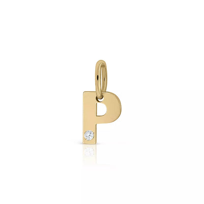 Colgante Inicial Oro 18K Con Brillante
