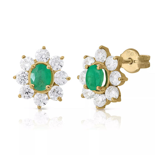 Pendientes Oro 18 Quilates Diana Esmeralda