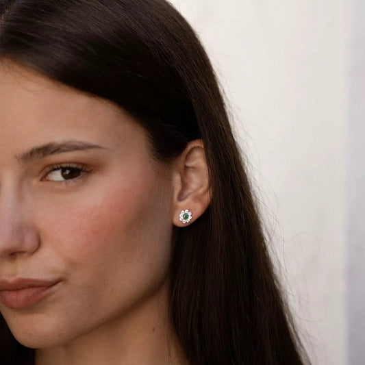 Pendientes Oro 18 Quilates Diana Esmeralda