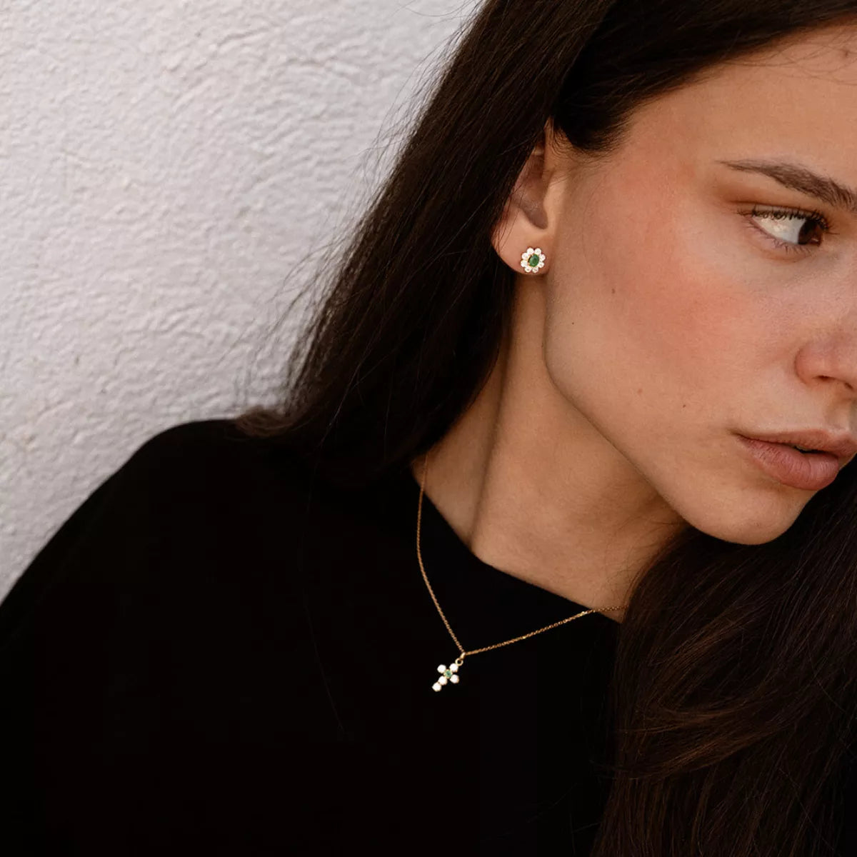 Pendientes Oro 18 Quilates Diana Esmeralda