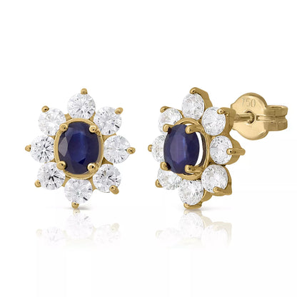 Pendientes Oro 18 Quilates Diana Zafiro