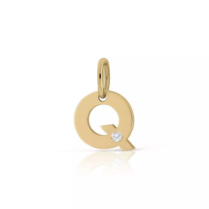 Colgante Inicial Oro 18K Con Brillante