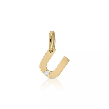 Colgante Inicial Oro 18K Con Brillante