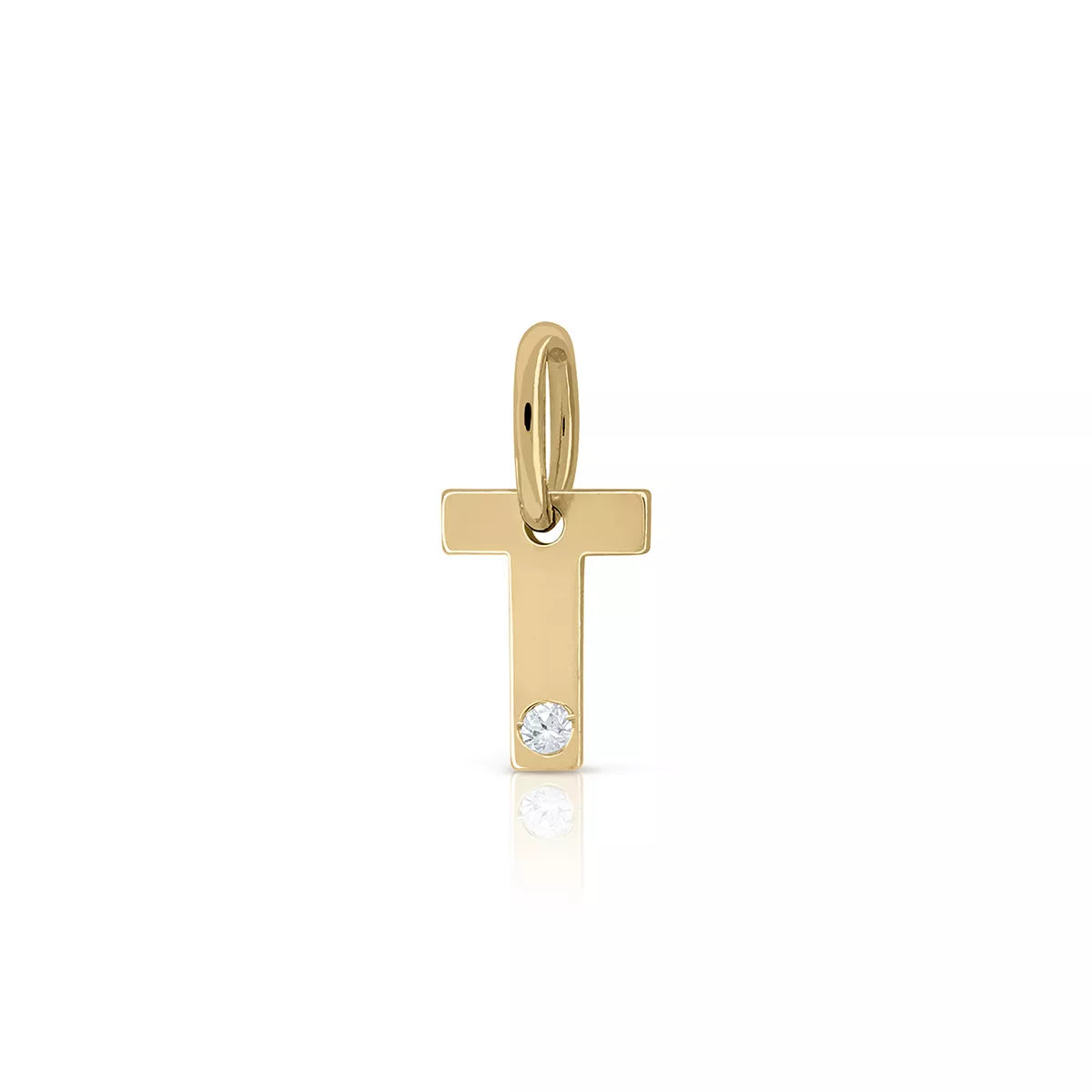 Colgante Inicial Oro 18K Con Brillante