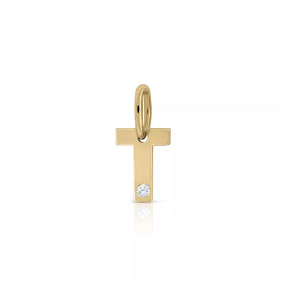 Colgante Inicial Oro 18K Con Brillante