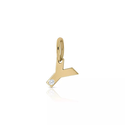 Colgante Inicial Oro 18K Con Brillante