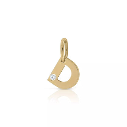 Colgante Inicial Oro 18K Con Brillante