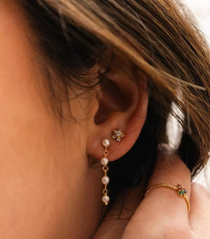 Pendientes Rosette Zirconita Agua Marina