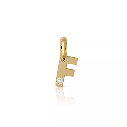 Colgante Inicial Oro 18K Con Brillante