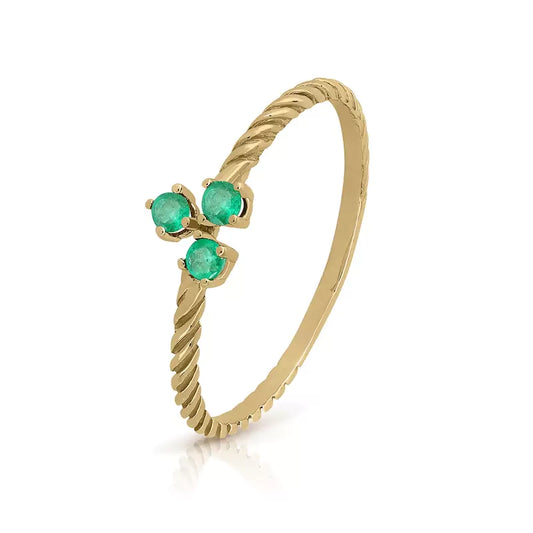 Anillo Trenzado Triple Garra Esmeralda