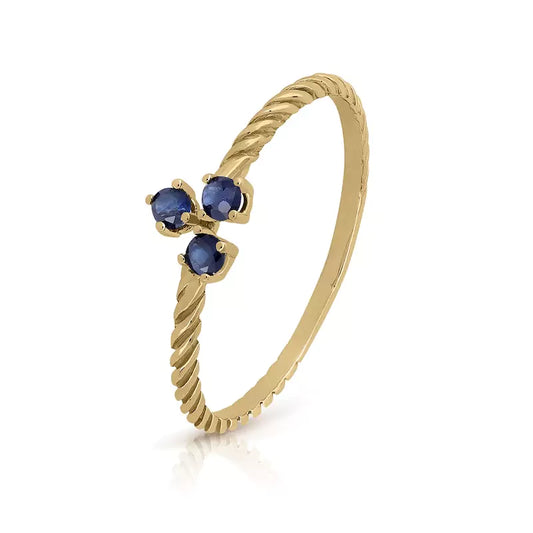 Anillo Trenzado Triple Garra Zafiro