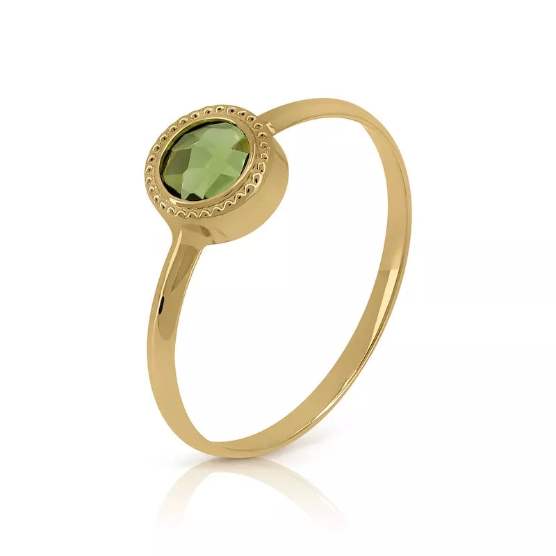 Anillo Oro 18 Quilates Liso Circum Peridoto