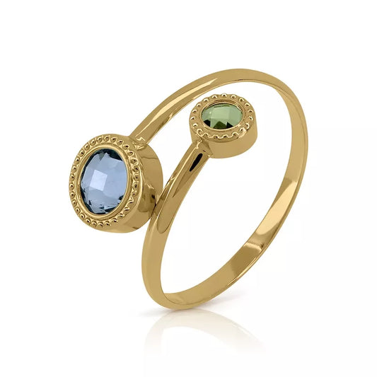 Anillo Oro 18 Quilates Gemini Topacio y Peridoto