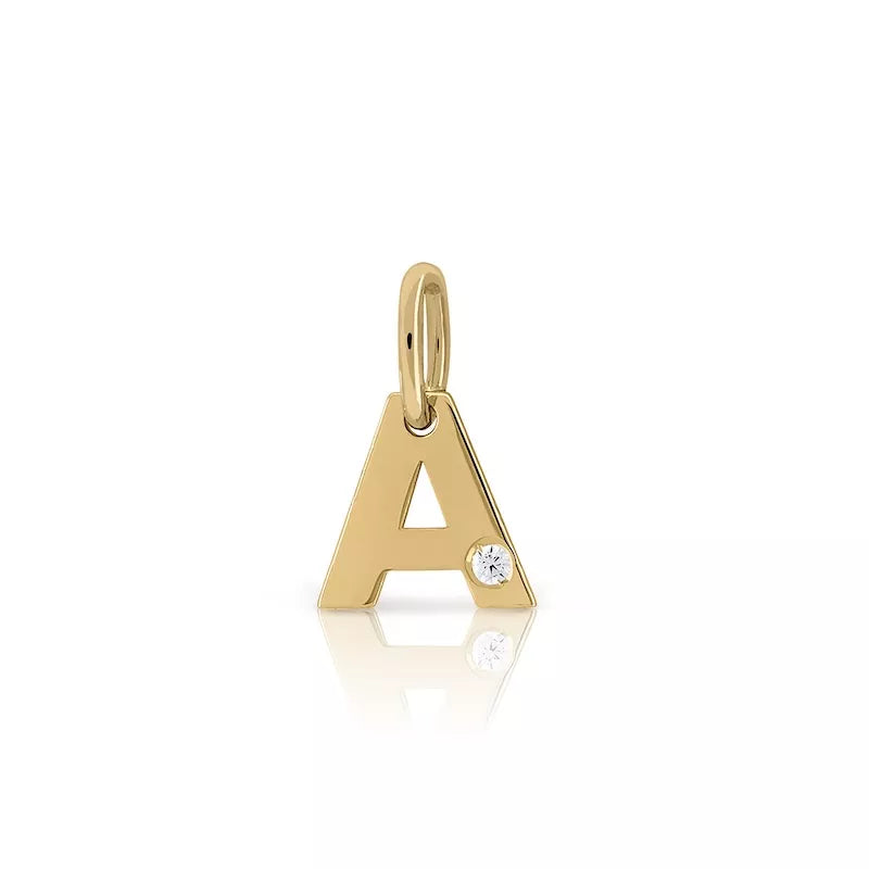 Colgante Inicial Oro 18K Con Brillante