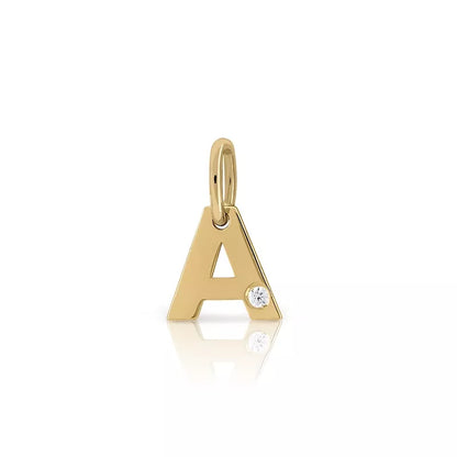 Colgante Inicial Oro 18K Con Brillante