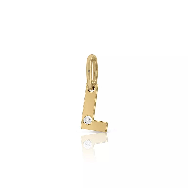 Colgante Inicial Oro 18K Con Brillante