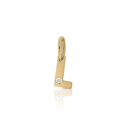 Colgante Inicial Oro 18K Con Brillante