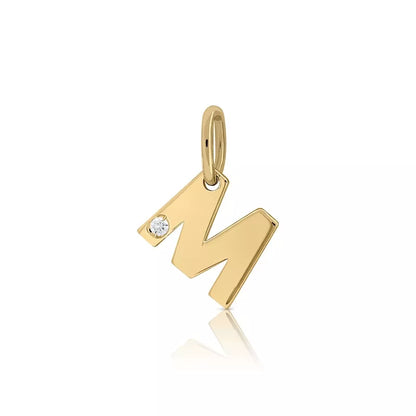 Colgante Inicial Oro 18K Con Brillante