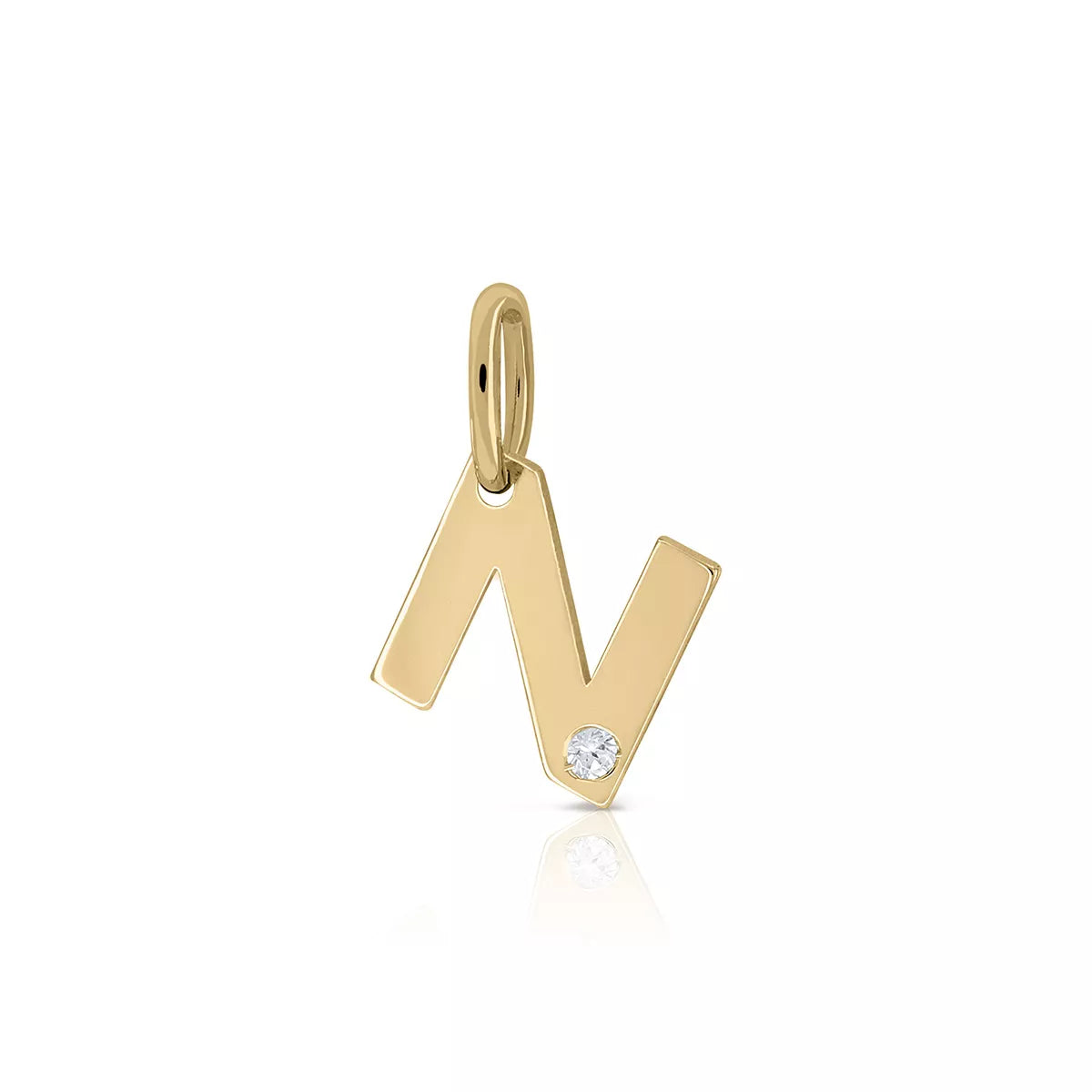 Colgante Inicial Oro 18K Con Brillante