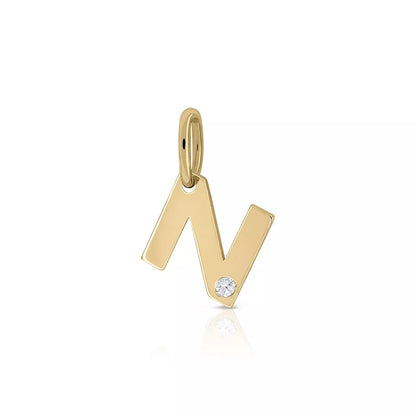Colgante Inicial Oro 18K Con Brillante