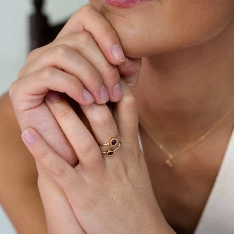 Anillo Oro 18 Quilates Liso Circum Granate