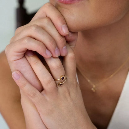 Anillo Oro 18 Quilates Liso Circum Granate