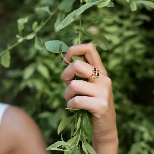 Anillo Oro 18 Quilates Trenzado Circum Granate