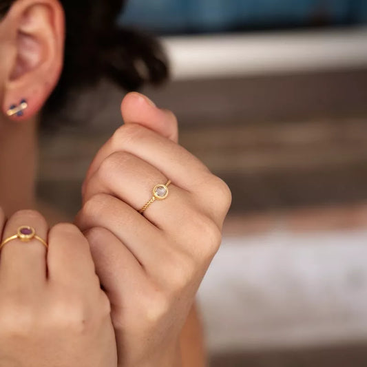 Anillo Oro 18 Quilates Trenzado Circum Topacio