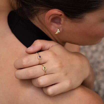 Anillo Oro 18 Quilates Liso Circum Peridoto