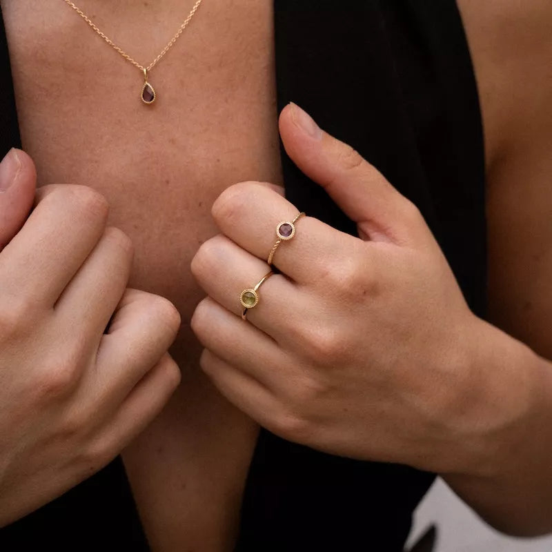 Anillo Oro 18 Quilates Trenzado Circum Amatista