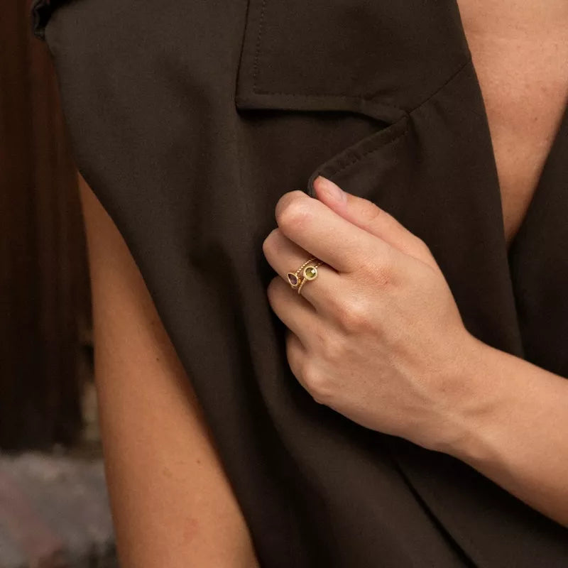 Anillo Oro 18 Quilates Trenzado Circum Peridoto