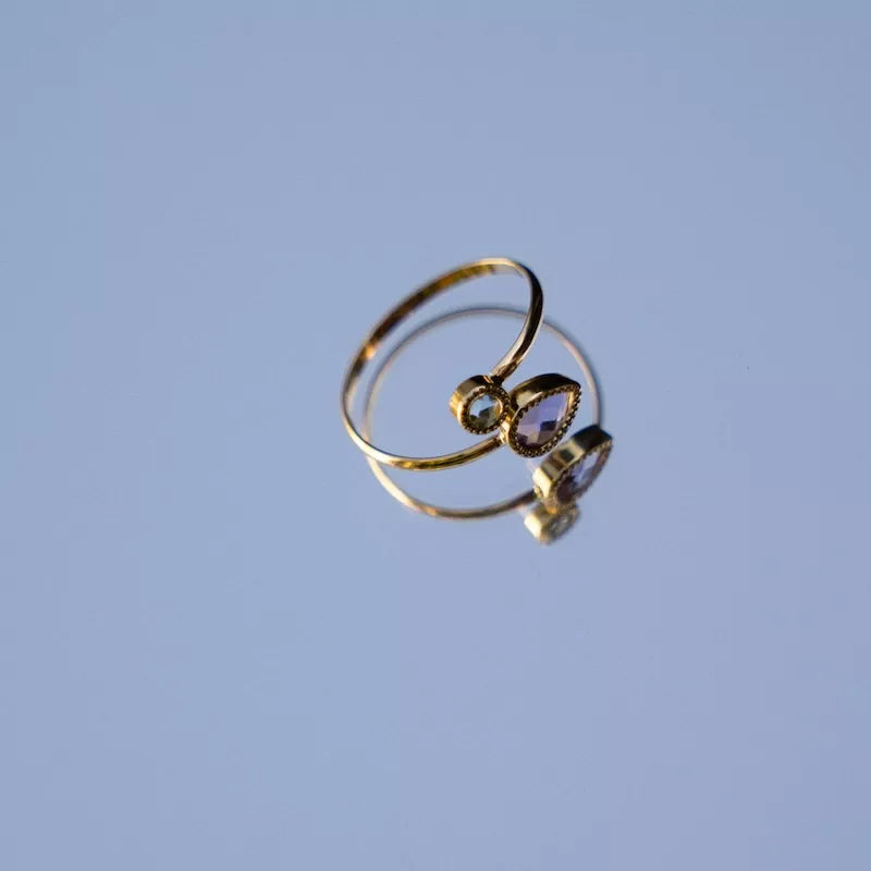 Anillo Oro 18 Quilates Binae Amatista y Topacio