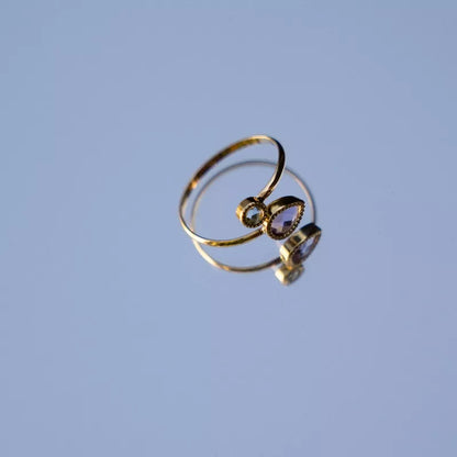 Anillo Oro 18 Quilates Binae Amatista y Topacio