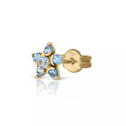 Pendiente Suelto Oro 18K Rosette Zirconita Agua Marina