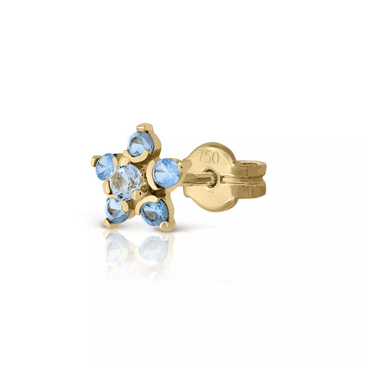 Pendiente Suelto Oro 18K Rosette Zirconita Agua Marina