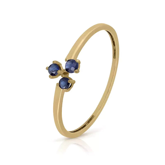 Anillo Liso Triple Garra Zafiro