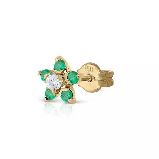 Pendiente Suelto Oro 18K Rosette Esmeralda