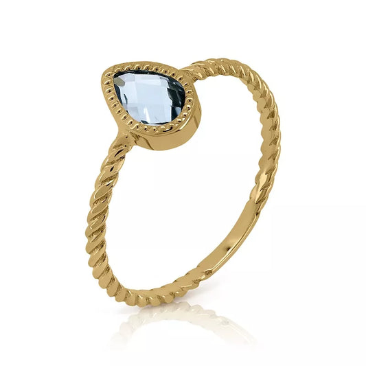 Anillo Oro 18 Quilates Trenzado Lacrima Topacio