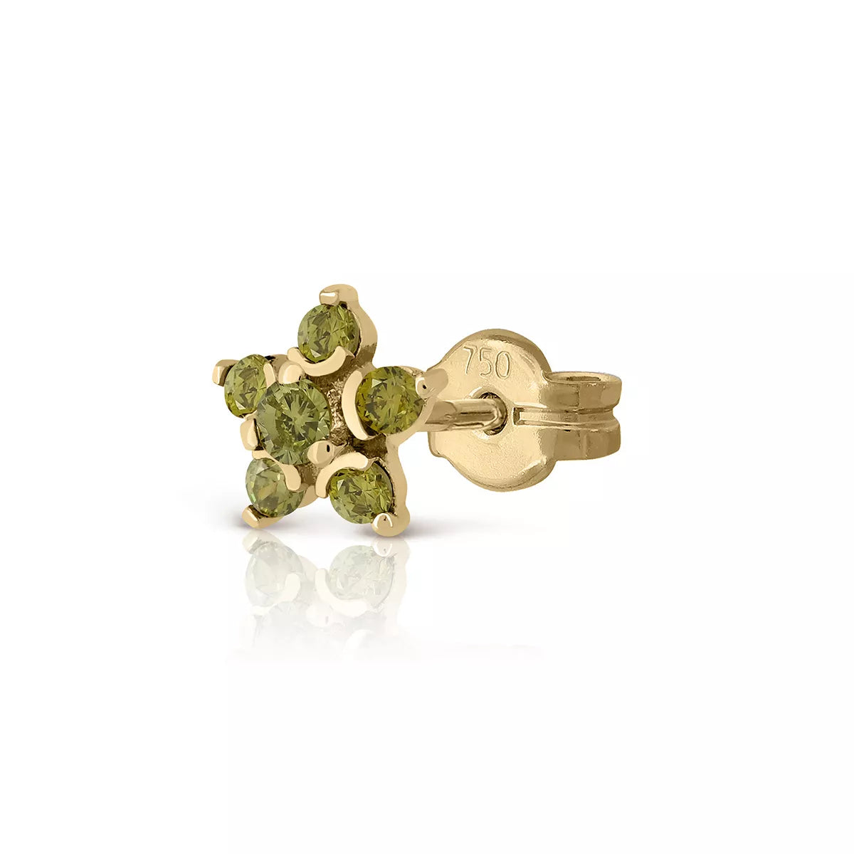 Pendiente Individual Oro 18K Rosette Zirconita Olivina