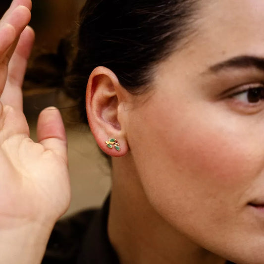 Pendientes Oro 18 Quilates Laurel Esmeralda