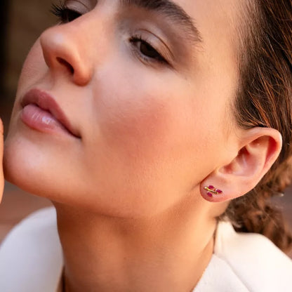 Pendientes Oro 18 Quilates Laurel Rubí