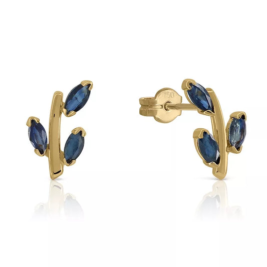 Pendientes Oro 18 Quilates Laurel Zafiro