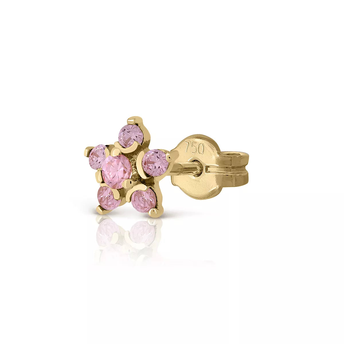 Pendiente Individual Oro 18K Rosette Zirconita Rosa de Francia